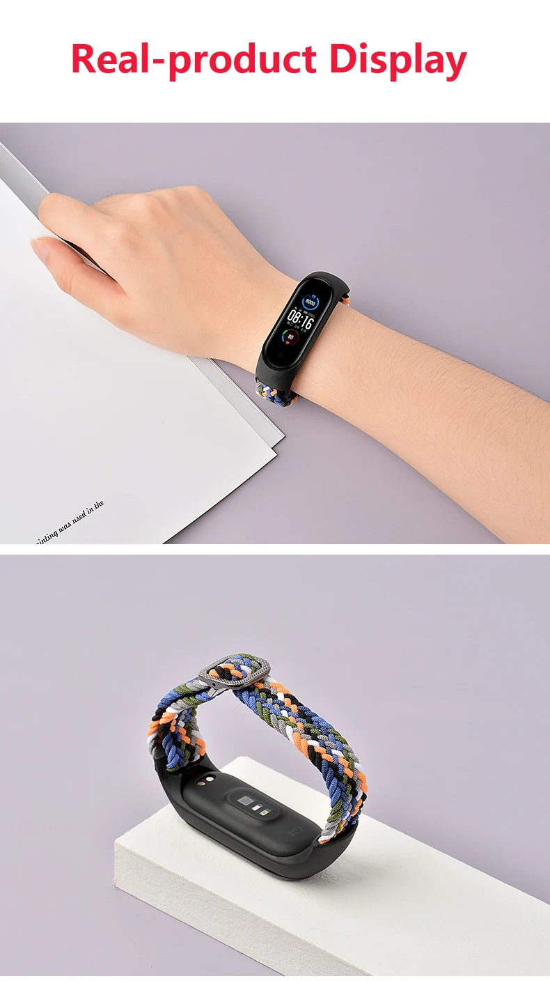 Bracelet for Mi band 10 8 7 6 Strap Elastic Adjustable Nylon Braided Miband4 Miband 5 Correa Wristband for Xiaomi Mi Bband 3 7 9