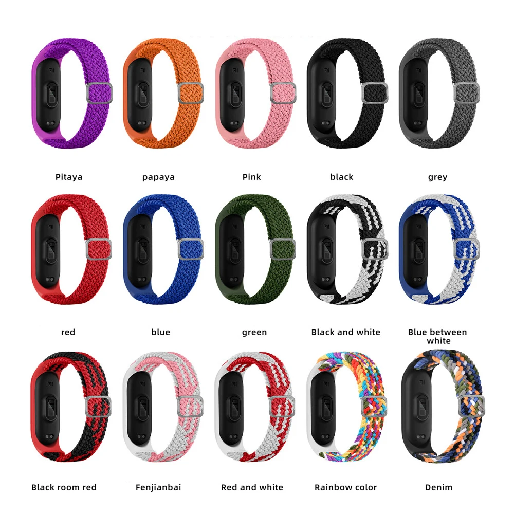 Bracelet for Mi band 10 8 7 6 Strap Elastic Adjustable Nylon Braided Miband4 Miband 5 Correa Wristband for Xiaomi Mi Bband 3 7 9