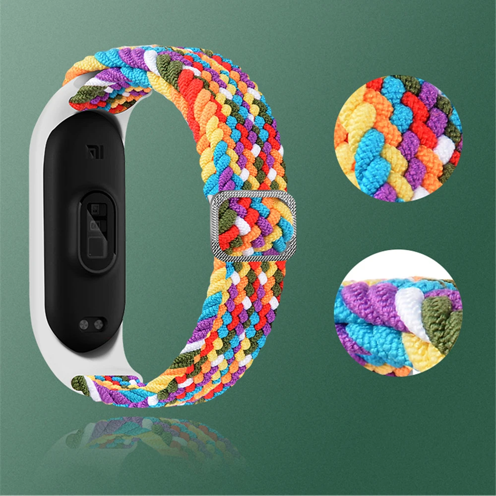 Bracelet for Mi band 10 8 7 6 Strap Elastic Adjustable Nylon Braided Miband4 Miband 5 Correa Wristband for Xiaomi Mi Bband 3 7 9
