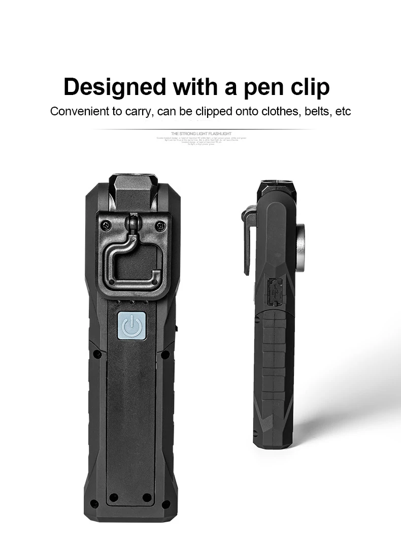 Magnetic COB Flood Working Light Portable LED Flashlight USB Rechargeable 4 Lighting Modes Emergency Torch Repair Lamp With Hook