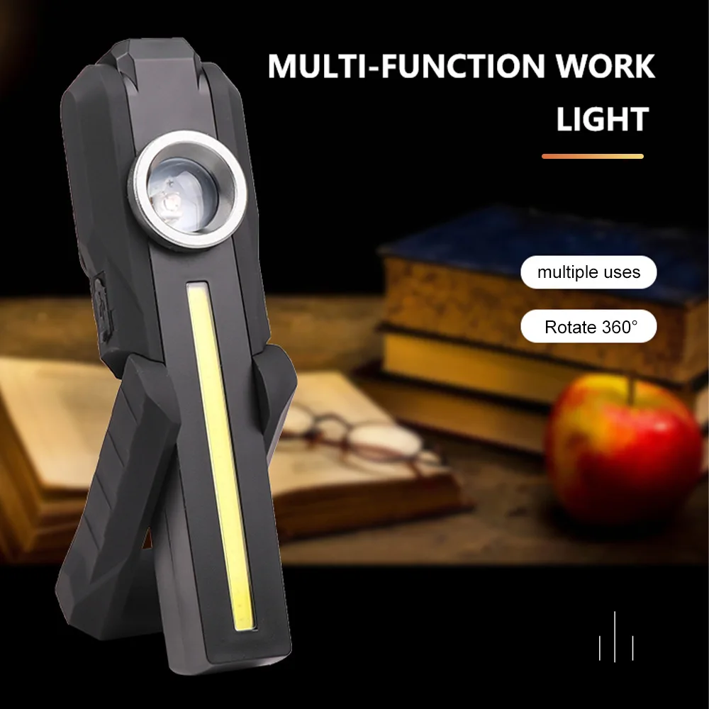 Magnetic COB Flood Working Light Portable LED Flashlight USB Rechargeable 4 Lighting Modes Emergency Torch Repair Lamp With Hook