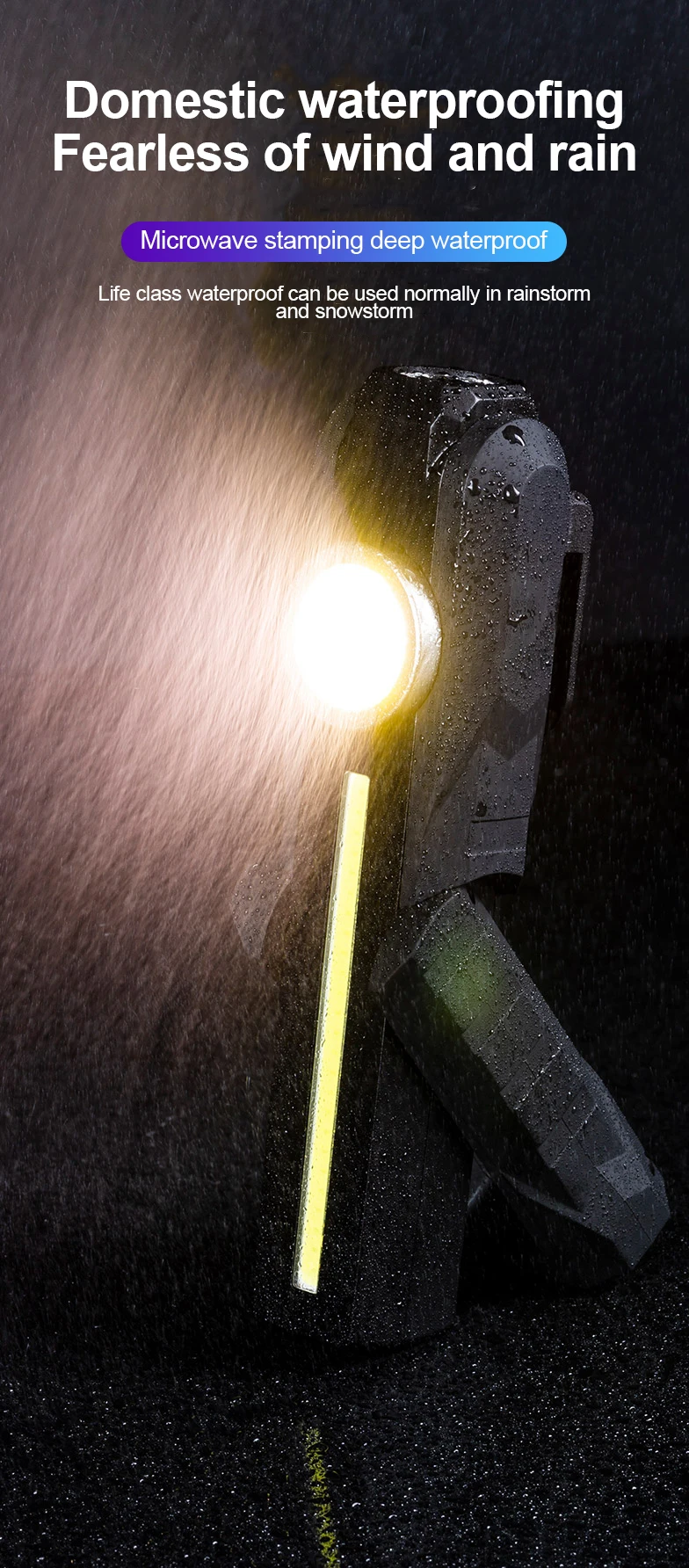 Magnetic COB Flood Working Light Portable LED Flashlight USB Rechargeable 4 Lighting Modes Emergency Torch Repair Lamp With Hook