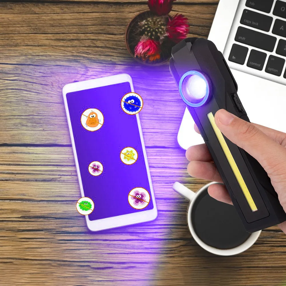 Magnetic COB Flood Working Light Portable LED Flashlight USB Rechargeable 4 Lighting Modes Emergency Torch Repair Lamp With Hook