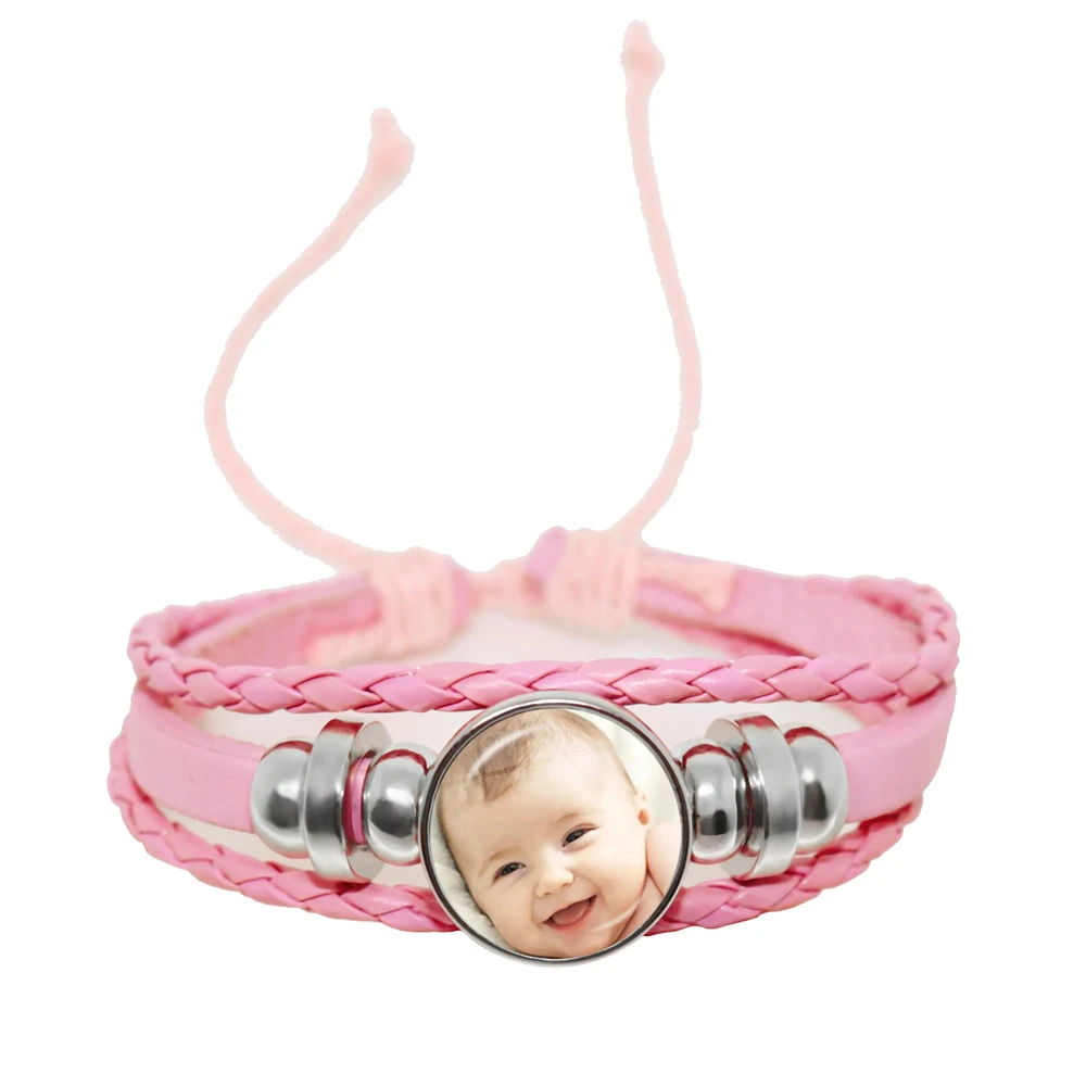 Custom Photo Multilayer Custom Leather Bracelet Handmade Custom LOGO Glass Dome Bracelet Men And Women Bracelet Gift