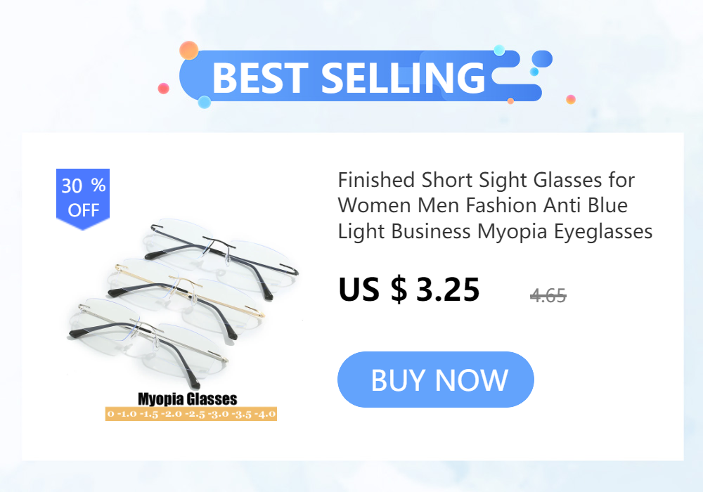 Diamond Cutting Rimless Ladies Myopia Glasses Anti Blue Light Minus Eyeglasses Finished Prescription Near Sight Eyewear Diopter