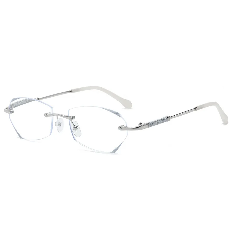 Diamond Cutting Rimless Ladies Myopia Glasses Anti Blue Light Minus Eyeglasses Finished Prescription Near Sight Eyewear Diopter