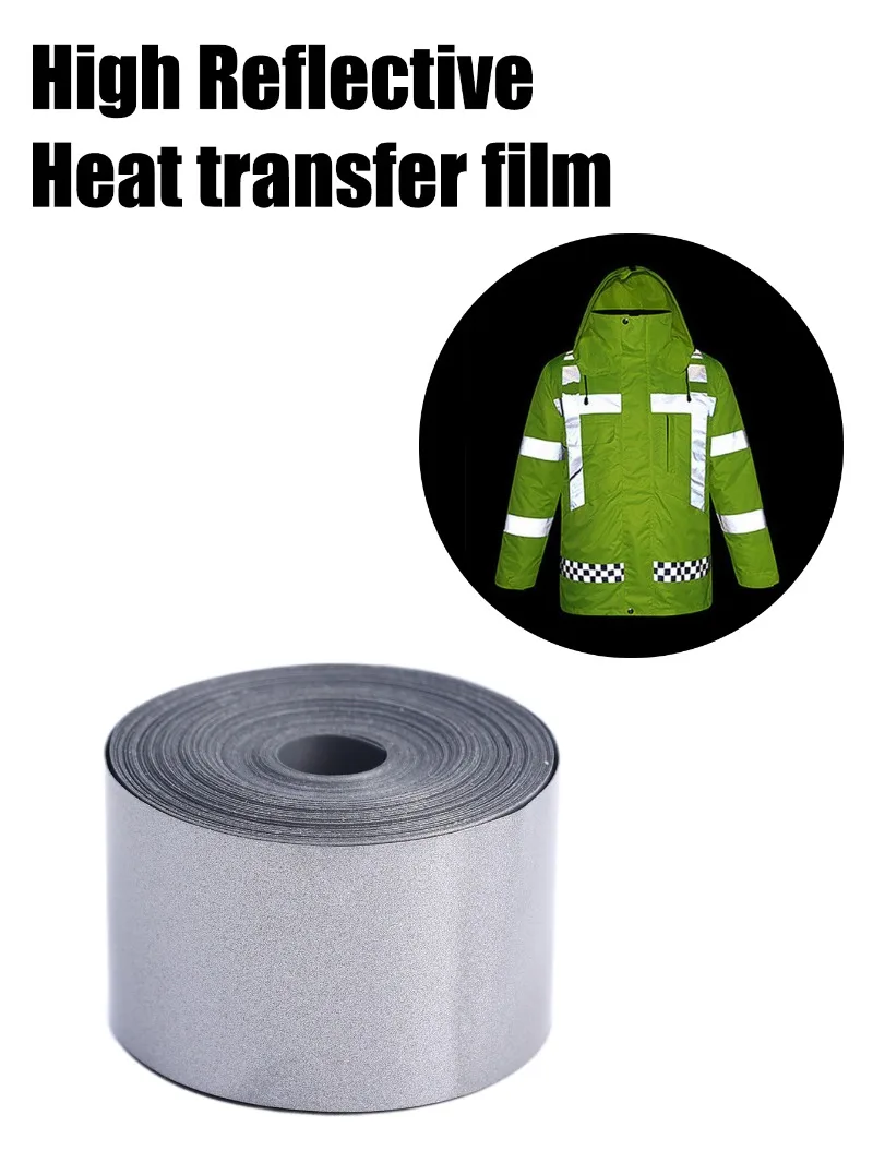 5M Reflective Heat Transfer Film Safety Reflector Sticker for DIY Clothing Bag Shoes Iron on Safety Clothing Supplies 2/5cm/roll