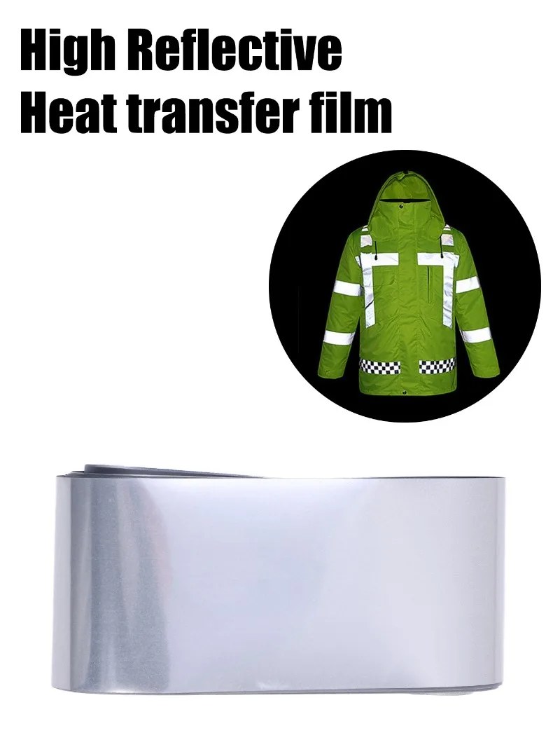 5M Reflective Heat Transfer Film Safety Reflector Sticker for DIY Clothing Bag Shoes Iron on Safety Clothing Supplies 2/5cm/roll