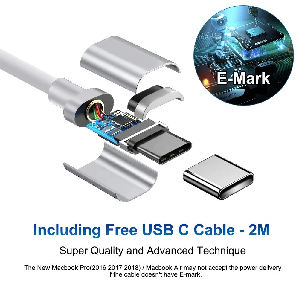 PD 30W 60W 87W 96W USB C Charger Power Adapter for MacBook Pro 16, 15, 13 inch, New Air 13 inch 2020/2019/2018,Works with Type C