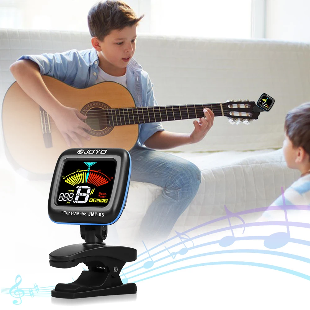 JOYO JMT-03 Guitar Tuner 360 Degree Rotatable Clip-on TAP Tempo Metronome Function Electronic Tuner for Guitar Bass Ukulele