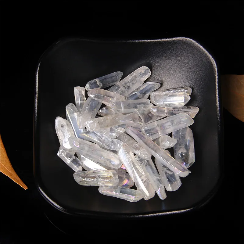 10/20/30pcs Purple Natural Quartz Crystal Point Beads Top Drilled Graduated Stick Point Loose Bead for DIY Jewelry Making Supply