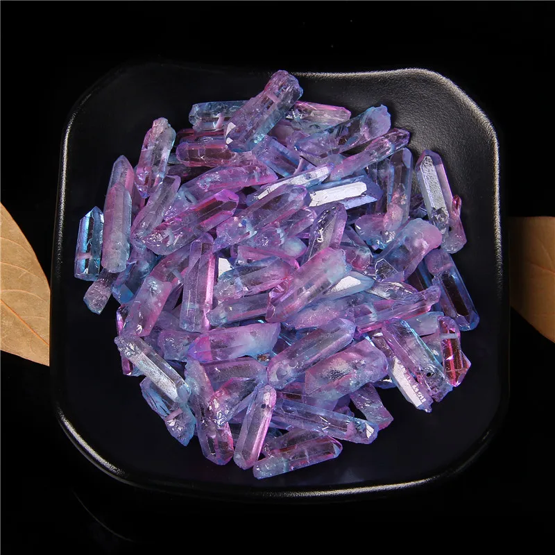 10/20/30pcs Purple Natural Quartz Crystal Point Beads Top Drilled Graduated Stick Point Loose Bead for DIY Jewelry Making Supply