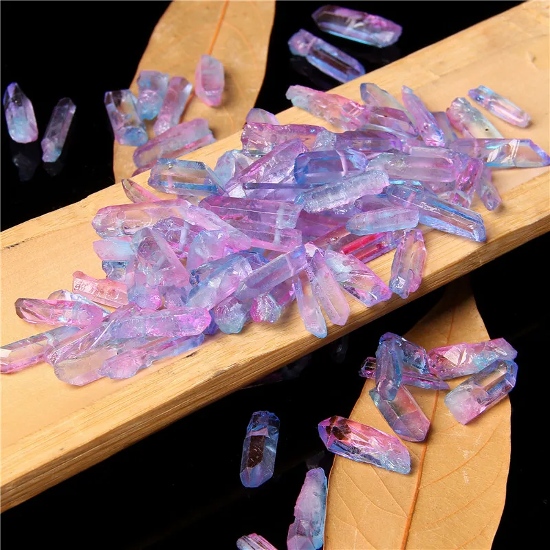 10/20/30pcs Purple Natural Quartz Crystal Point Beads Top Drilled Graduated Stick Point Loose Bead for DIY Jewelry Making Supply
