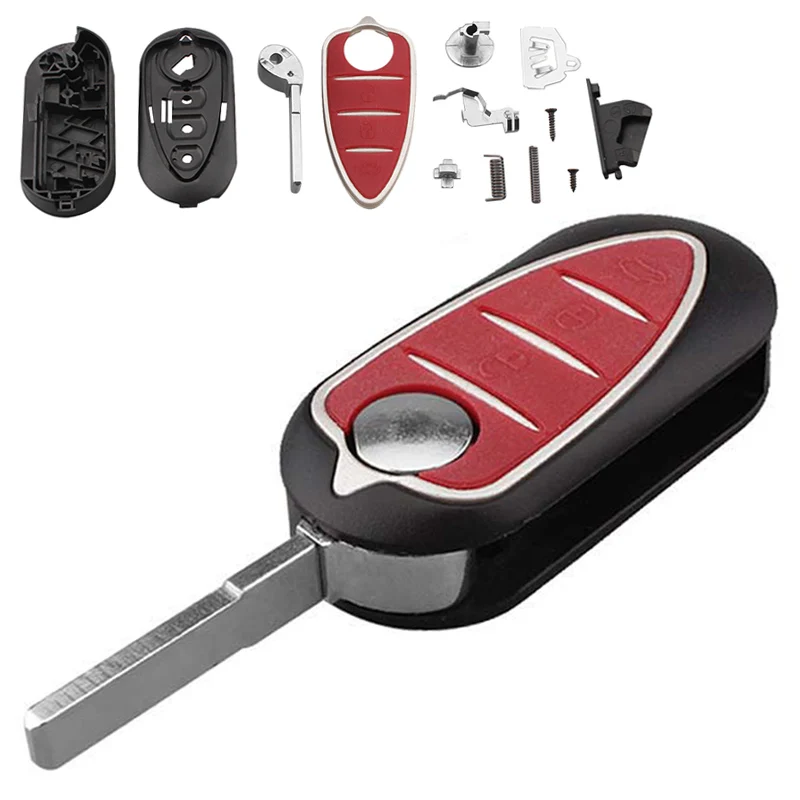 3 Buttons Remote Car Key Shell Fob Uncut Blade Fit Folding Flip Car Key Case Cover Fit for Alfa Romeo Mito Giulietta 159 GTA