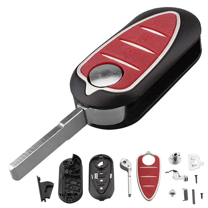 3 Buttons Remote Car Key Shell Fob Uncut Blade Fit Folding Flip Car Key Case Cover Fit for Alfa Romeo Mito Giulietta 159 GTA
