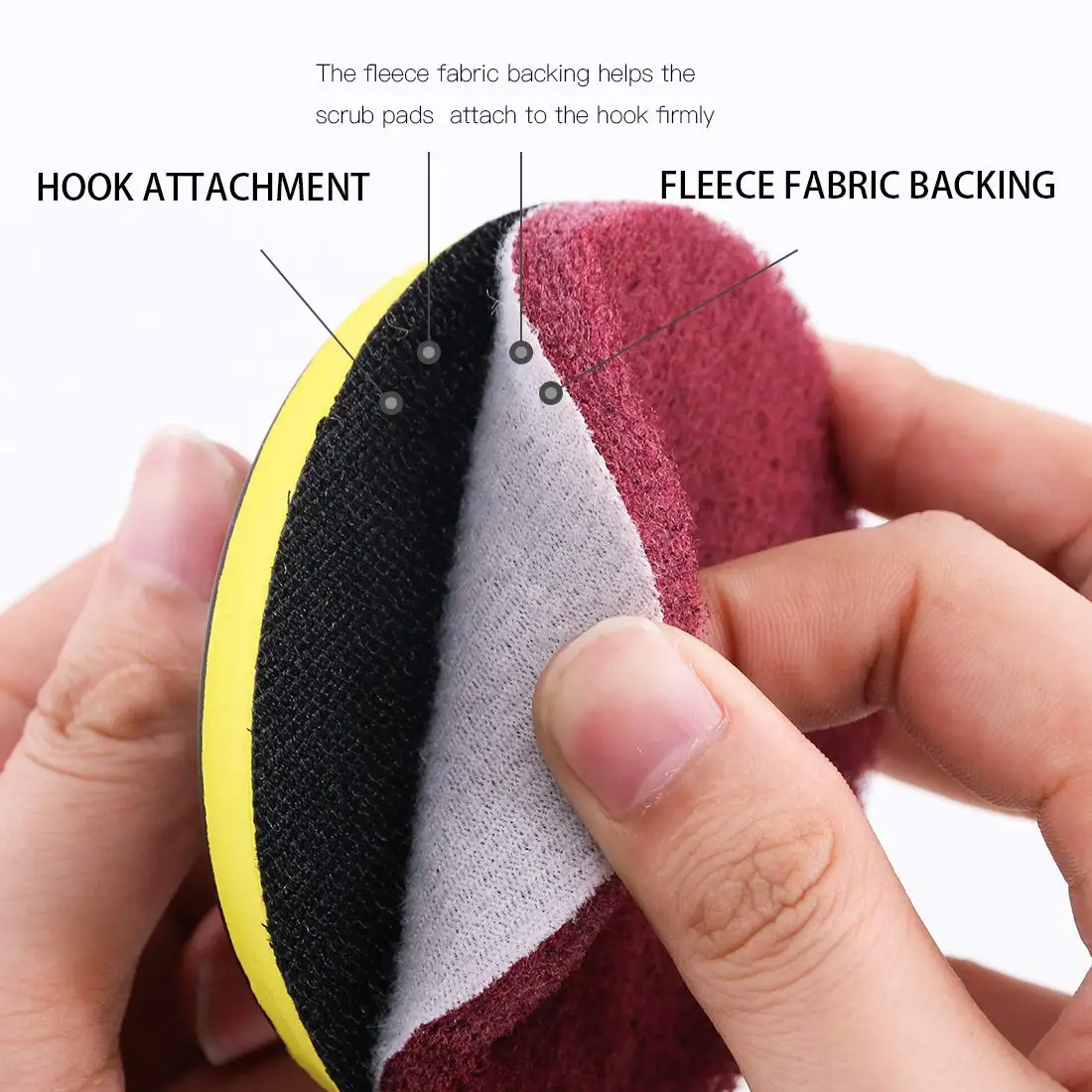 1" 2" 3" 4" 5" 6"7'' Industrial Heavy Duty Sponge Nylon Scouring Pad for Metal Polishing Bathroom Kitchens Washing(5 Pieces)