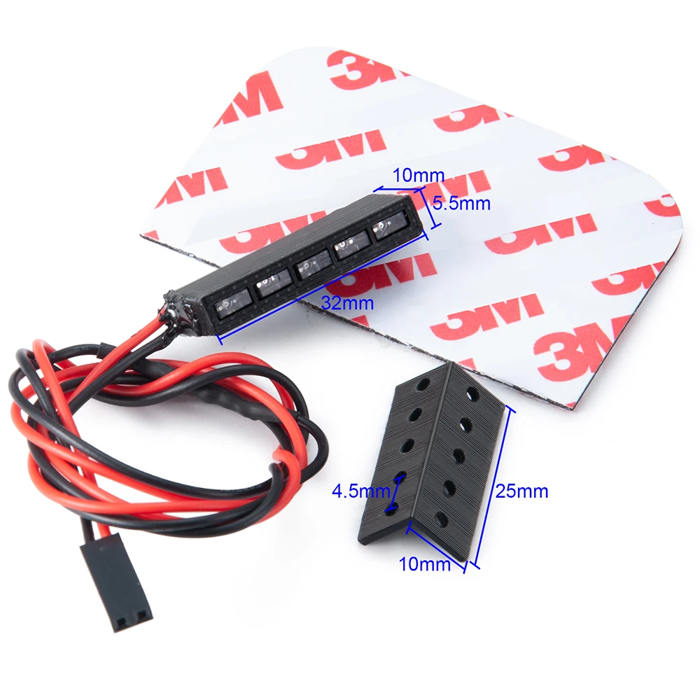 YEAHRUN Red/Yellow 32/65mm Light Lamp Bar for Axial SCX10 90046 Wraith RR10 TRX-4 D90 Tamiya 1/10 RC Crawler Model Car