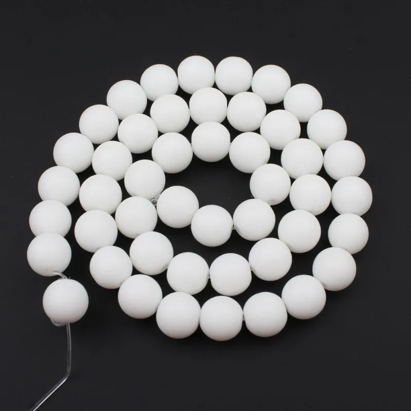 Natural Stone White Black Dull Polish Matte Agates Onyx Smooth Round Beads For Jewelry Making DIY Bracelet 15'' 4 6 8 10 12mm