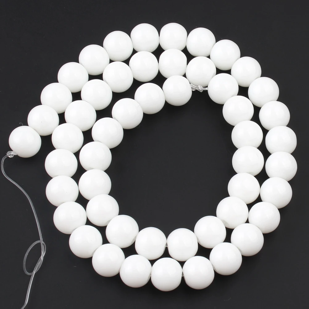 Natural Stone White Black Dull Polish Matte Agates Onyx Smooth Round Beads For Jewelry Making DIY Bracelet 15'' 4 6 8 10 12mm