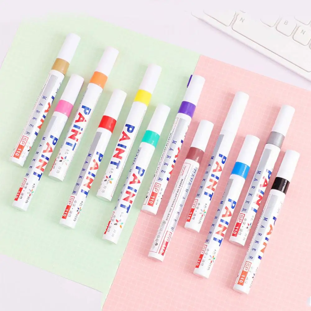 3pcs White Paint Pen Paint Markers Waterproof Car Tyre Oil-Based Paint Pen Set Quick Dry And Permanent