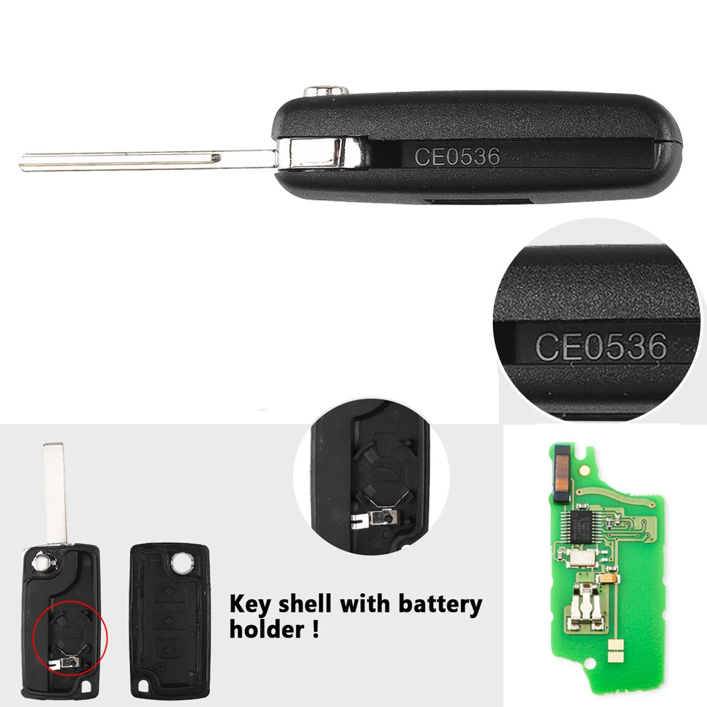 KEYYOU For Peugeot 307 3008 308 408 433MHz ID46 7941 CE0536 CE0523 Flip Key 2 Buttons VA2/HU83 Blade Car Key Fob ASK FSK