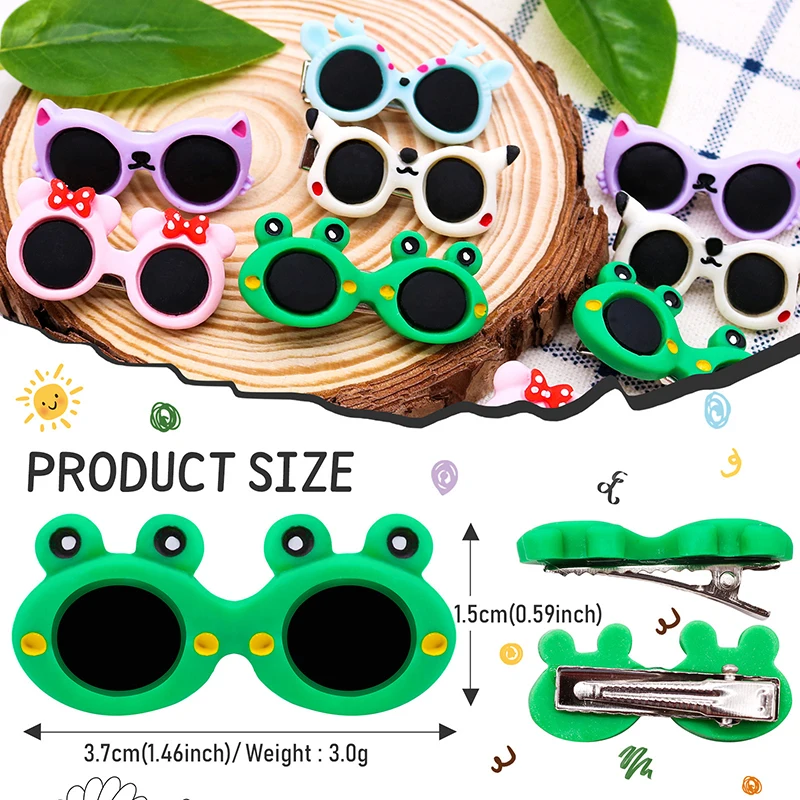 10 Pieces Plastic Pet Hair Clips Sunglasses Shape Hairpin For Small Dog 10 Colors Cute Heart Shape Dog Grooming Hair Accessories