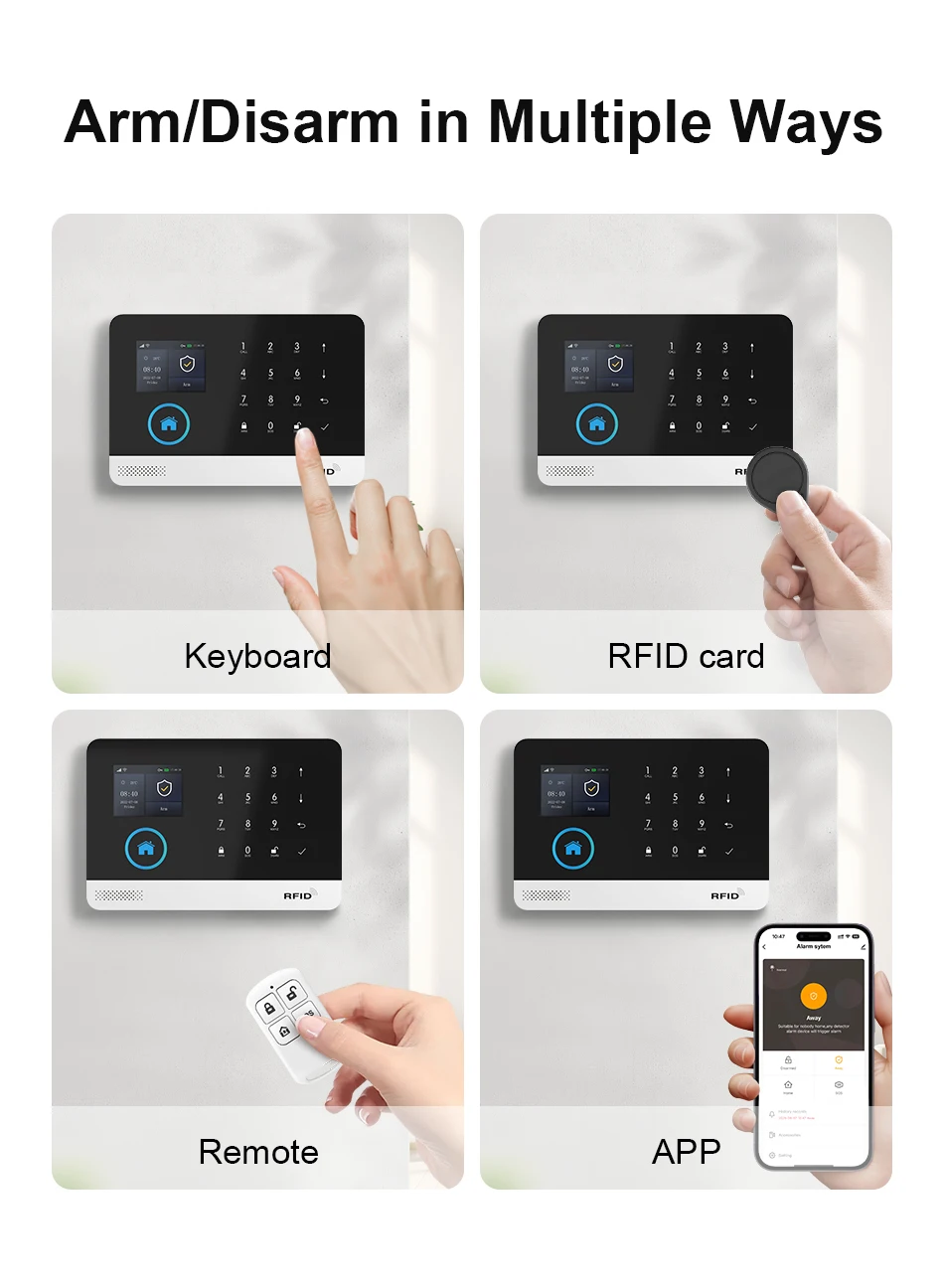 GSM Alarm System for Home Works with TUYA Smart Home App Burglar Security 433MHz 2G WiFi Alarm Wireless Control PG103