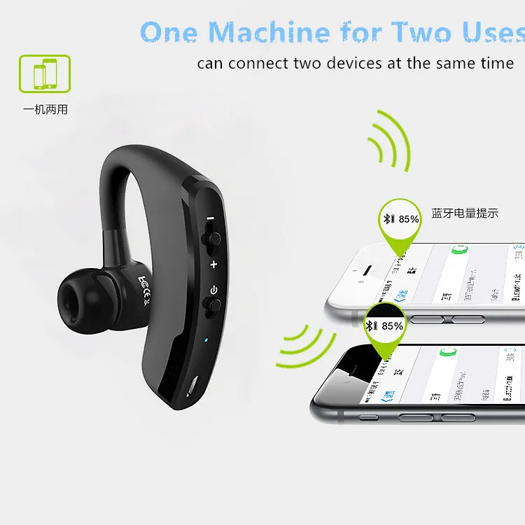 Single Digital Display Wireless Bluetooth Headset General Business Noise Reduction 5.0 Bluetooth Headset with Microphone Headset