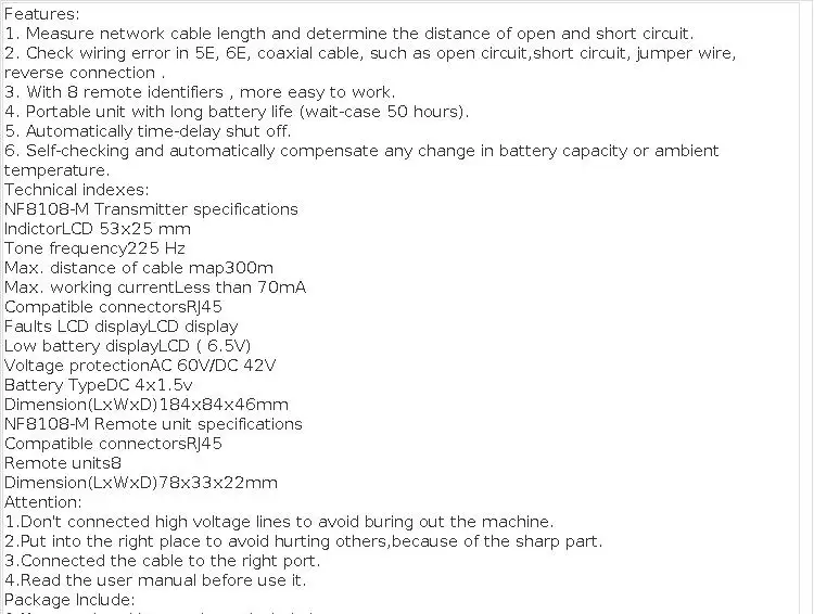 NOYAFA NF-8108M Digital LAN Cable Tester RJ45 Network Meter 5E 6E Coaxial Cable Tracker Tool for Measuring Network Cable Length