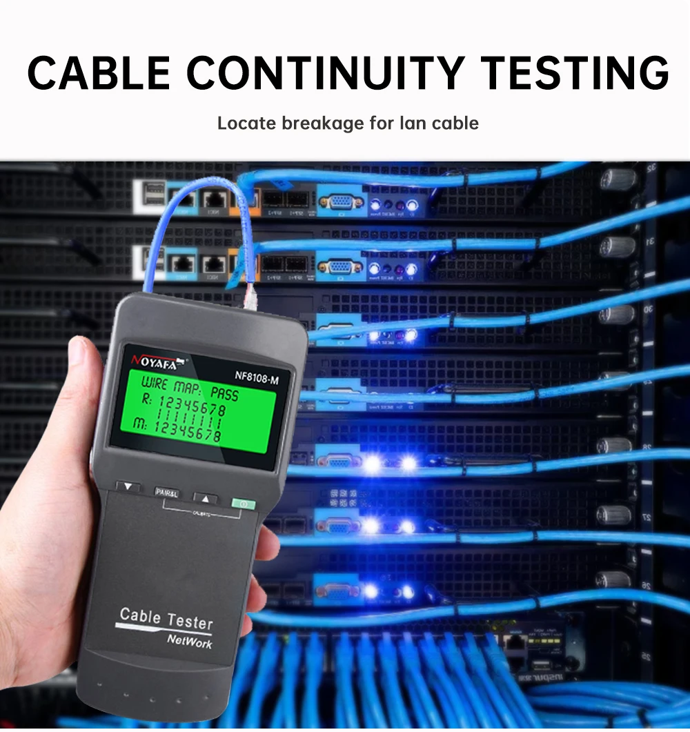 NOYAFA NF-8108M Digital LAN Cable Tester RJ45 Network Meter 5E 6E Coaxial Cable Tracker Tool for Measuring Network Cable Length