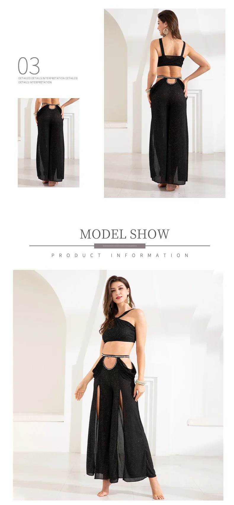Women's Belly Dance Dance Suit Practice Clothes New Sexy Hollow Split Long Skirt+Top Bellydance Set Suit