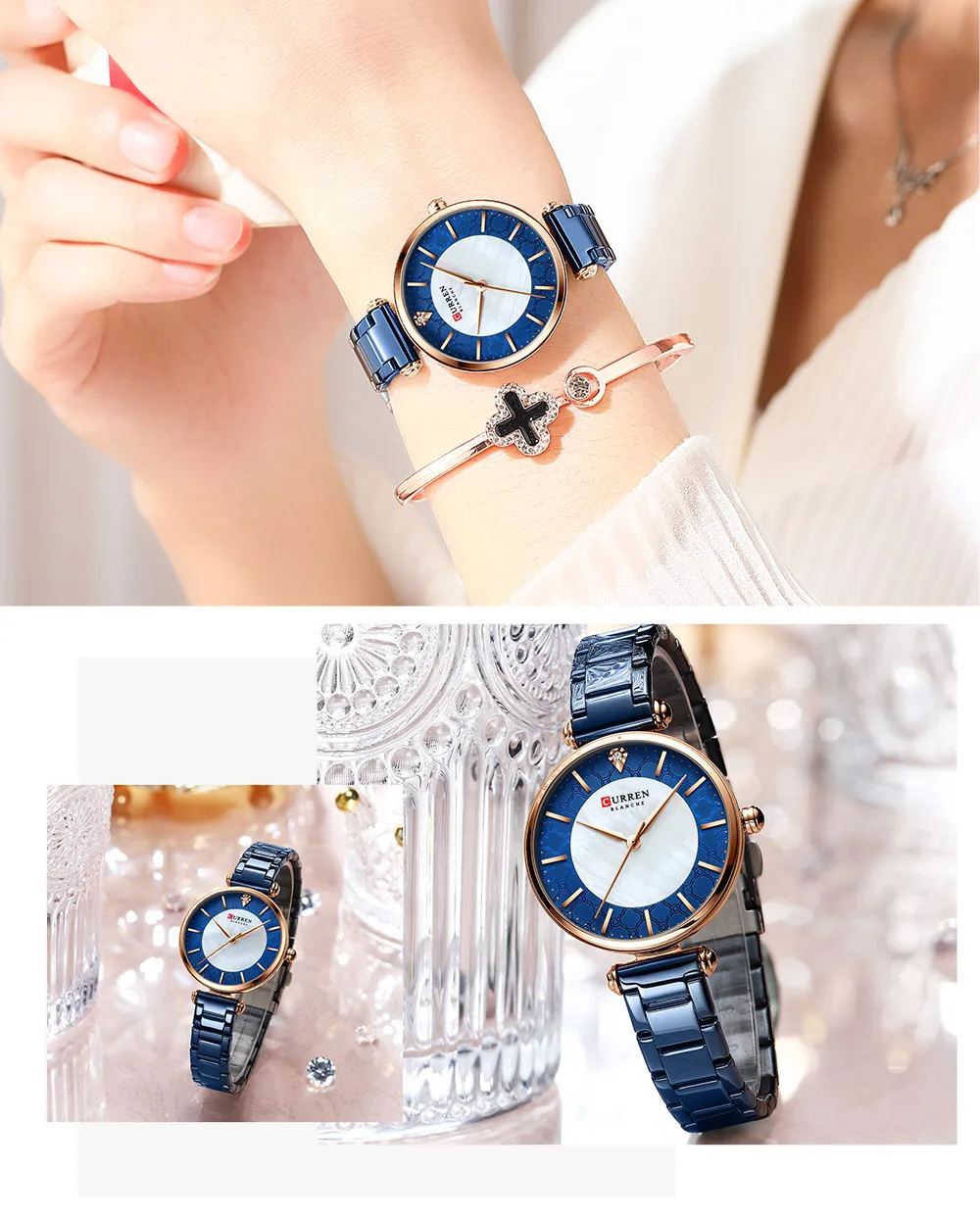 New Fashion Watch Women CURREN Top Brand Ladies Creative Steel Women Bracelet Watches Female Waterproof Clocks Relogio Feminino
