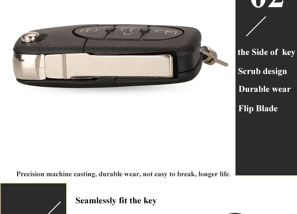 jingyuqin 4D0837231A 4D0837231K Key Fob For Audi A3 A4 A6 A8 TT RS4 Quattro 1994 - 2004 433Mhz ID48 Chip Car Remote Flip Key 3BT