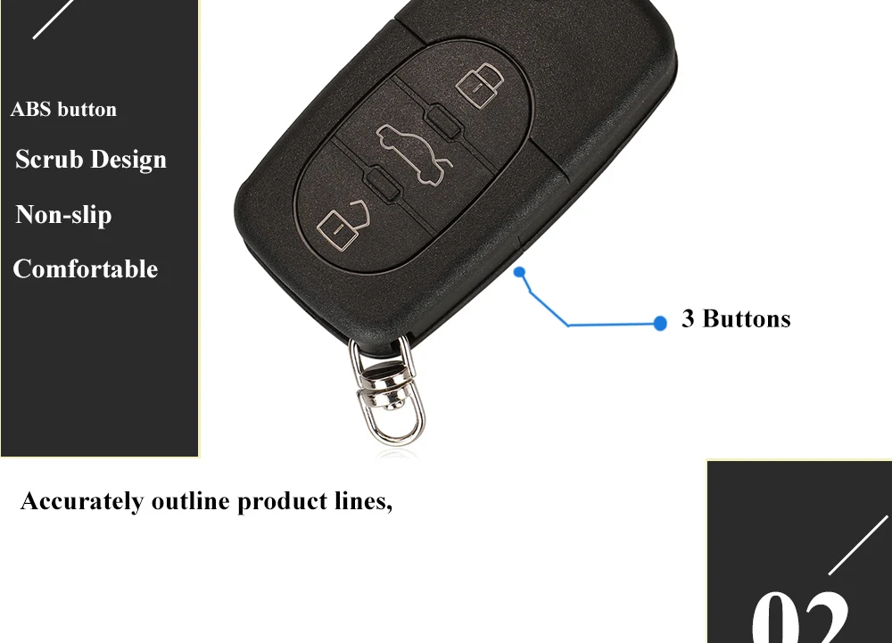 jingyuqin 4D0837231A 4D0837231K Key Fob For Audi A3 A4 A6 A8 TT RS4 Quattro 1994 - 2004 433Mhz ID48 Chip Car Remote Flip Key 3BT