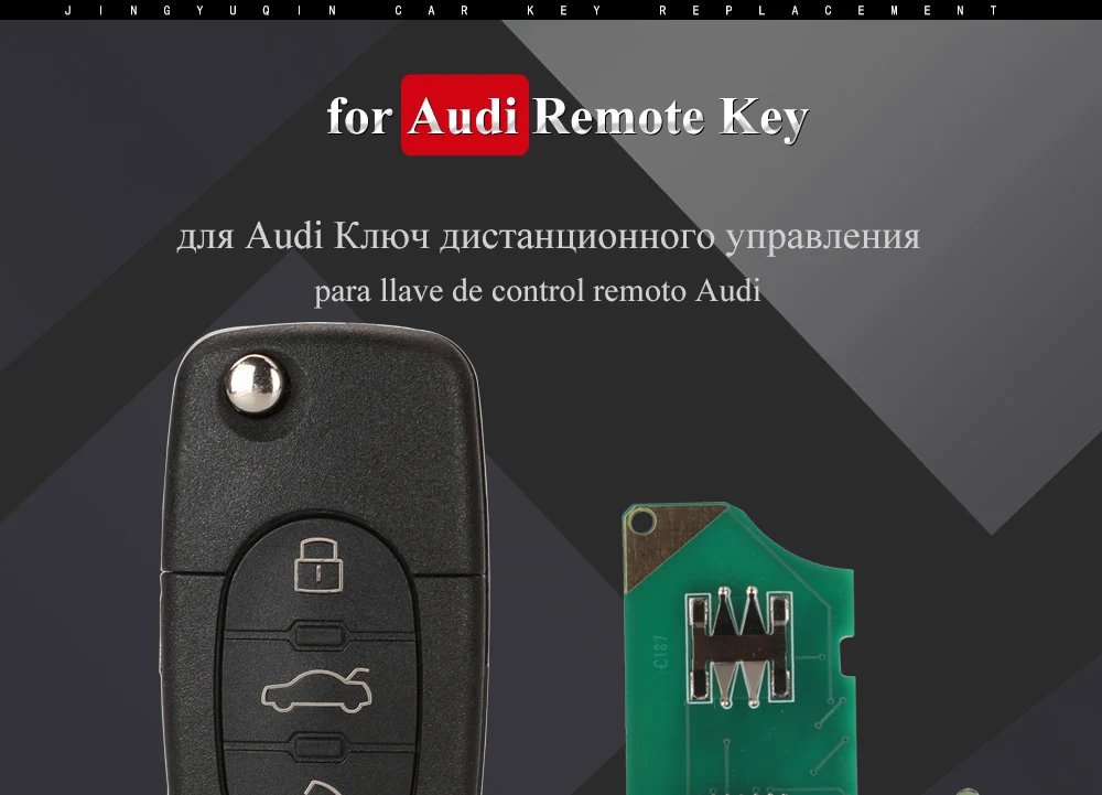 jingyuqin 4D0837231A 4D0837231K Key Fob For Audi A3 A4 A6 A8 TT RS4 Quattro 1994 - 2004 433Mhz ID48 Chip Car Remote Flip Key 3BT