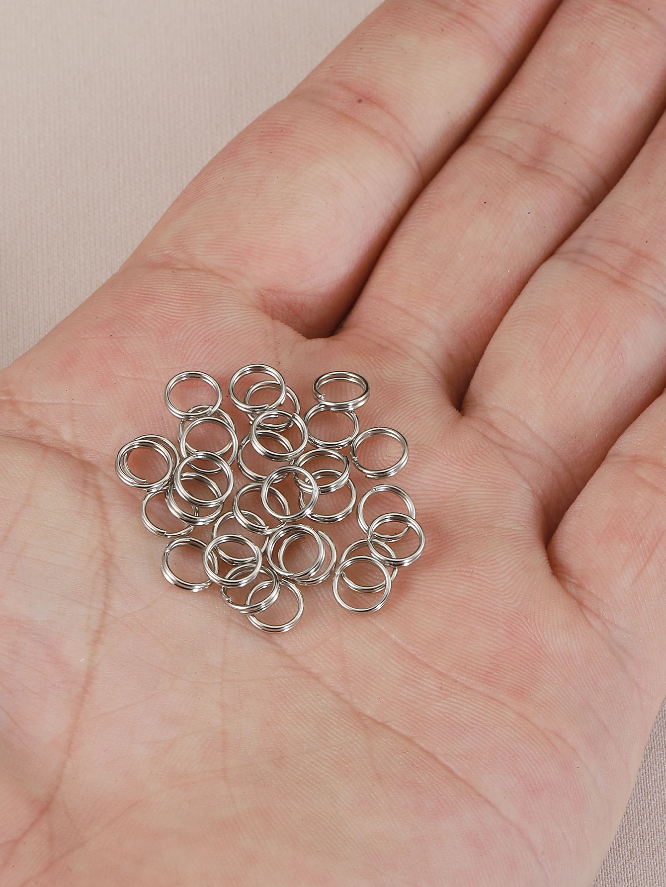 50pcs/lot 6/8/10/12mm Metal Keyring Blank Circle Split Ring Connector for DIY Keychain Jewelry Making Accessories