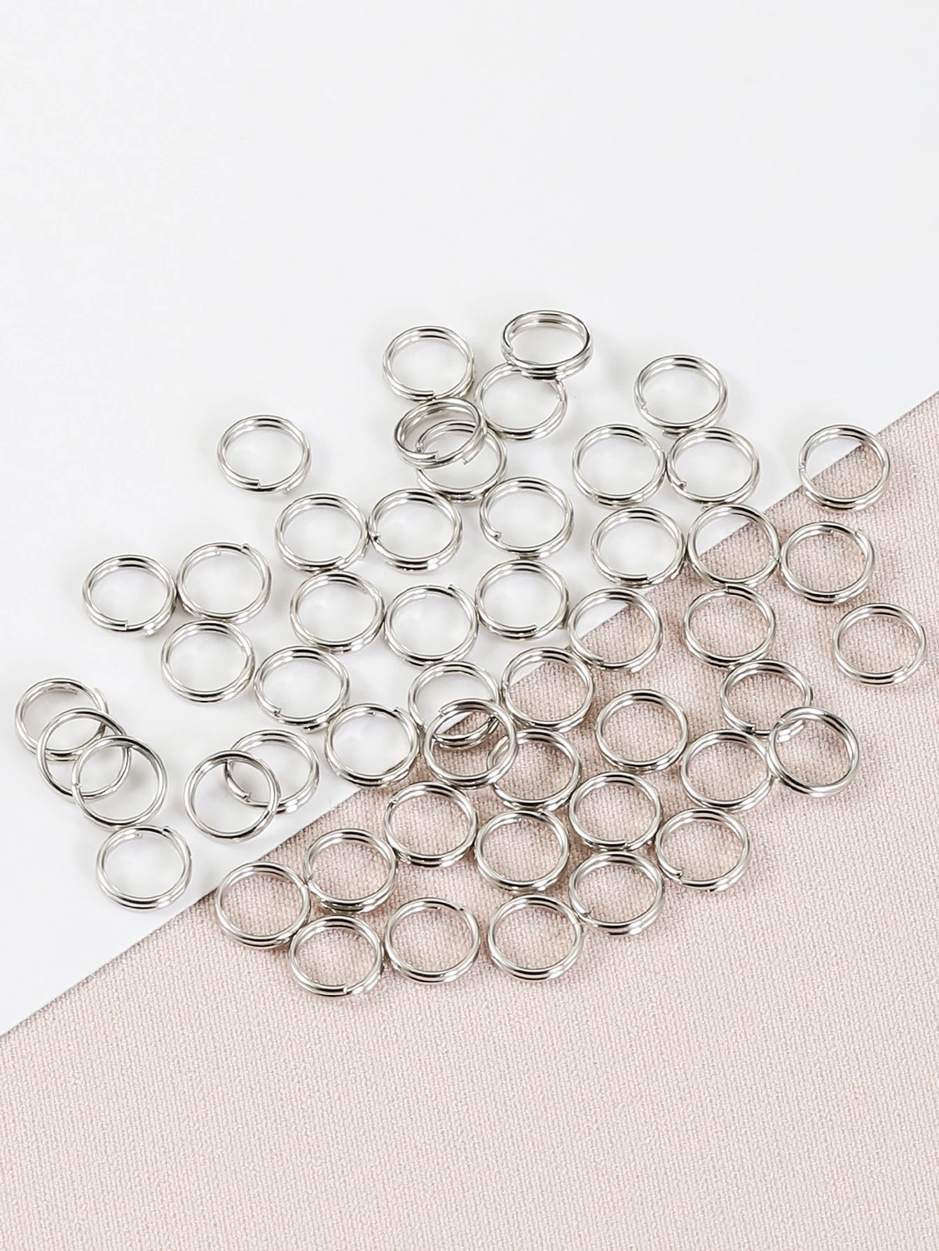 50pcs/lot 6/8/10/12mm Metal Keyring Blank Circle Split Ring Connector for DIY Keychain Jewelry Making Accessories