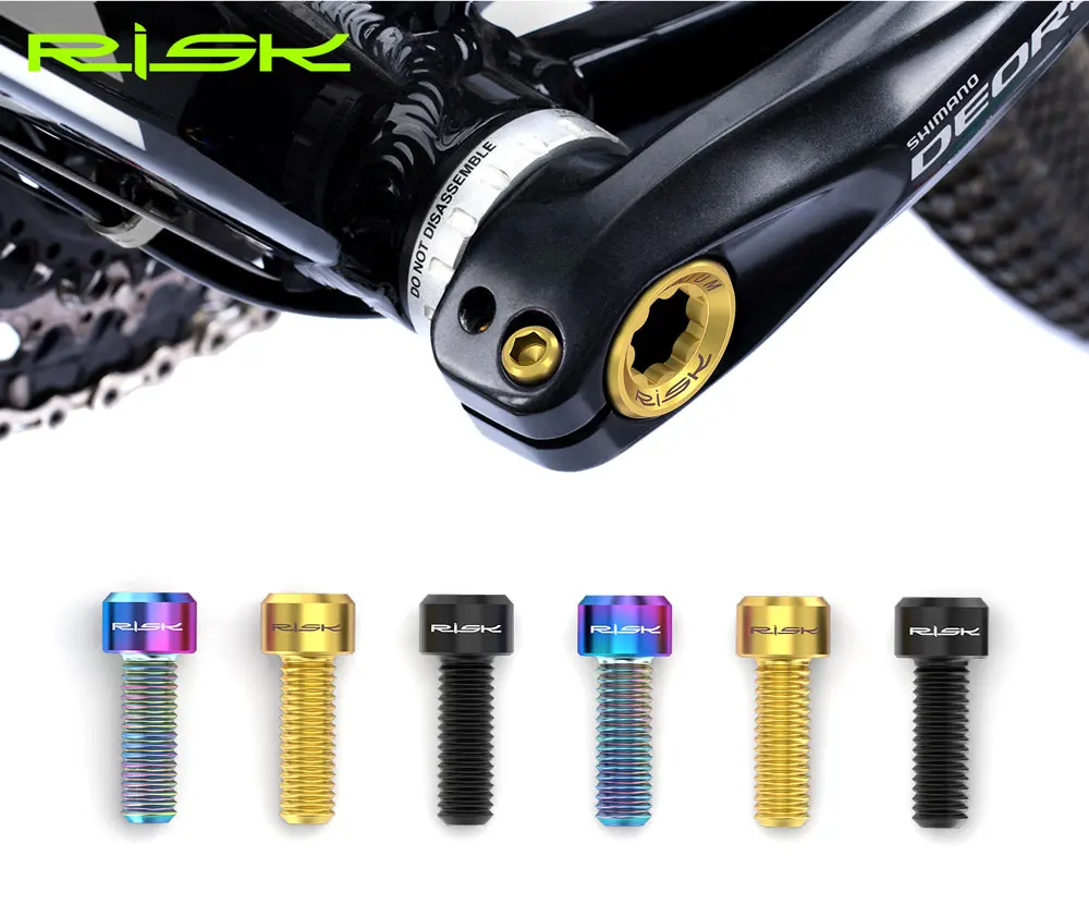 RISK 2pcs/box M6x18 Hollow Mountain Road Bike Bicycle Chainwheel Crank Arm Fixing Bolts Disc Brake Caliper Fixed Screws Titanium