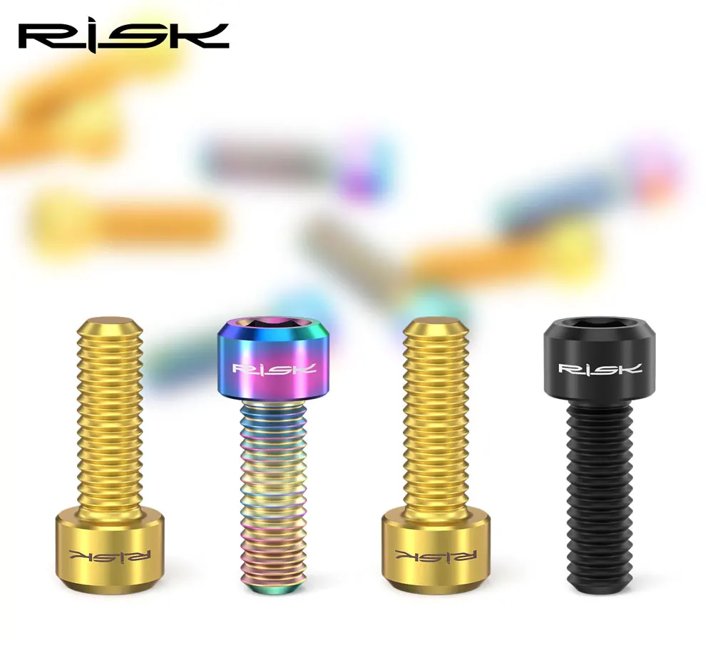 RISK 2pcs/box M6x18 Hollow Mountain Road Bike Bicycle Chainwheel Crank Arm Fixing Bolts Disc Brake Caliper Fixed Screws Titanium