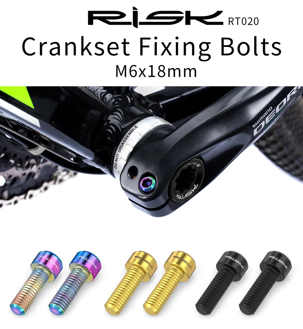RISK 2pcs/box M6x18 Hollow Mountain Road Bike Bicycle Chainwheel Crank Arm Fixing Bolts Disc Brake Caliper Fixed Screws Titanium
