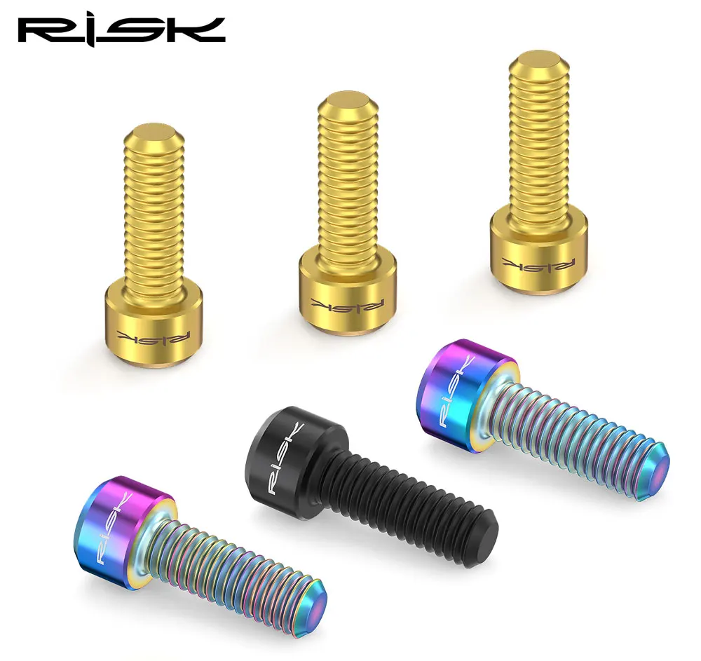 RISK 2pcs/box M6x18 Hollow Mountain Road Bike Bicycle Chainwheel Crank Arm Fixing Bolts Disc Brake Caliper Fixed Screws Titanium
