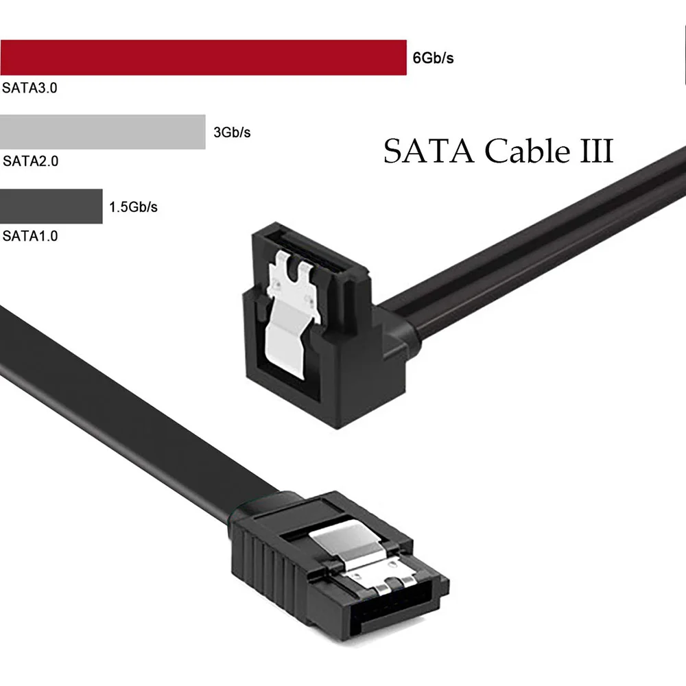 12-Pack SATA Data Cable 90 Degree Right Angle SATA III 6.0 Gbps Cable Black with Locking SATA Cable For HDD SSD CD DVD Drives
