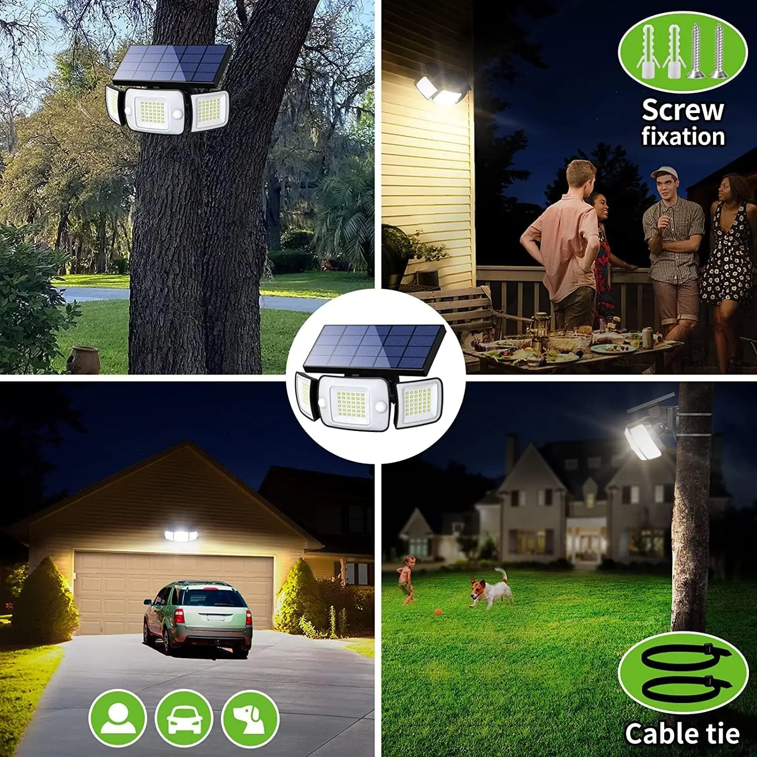 Intelamp Long Battery Life 6000mah Outdoor Solar Light Flood Light Larger Solar Panel Two Motion Sensors For Garden Yard Garage