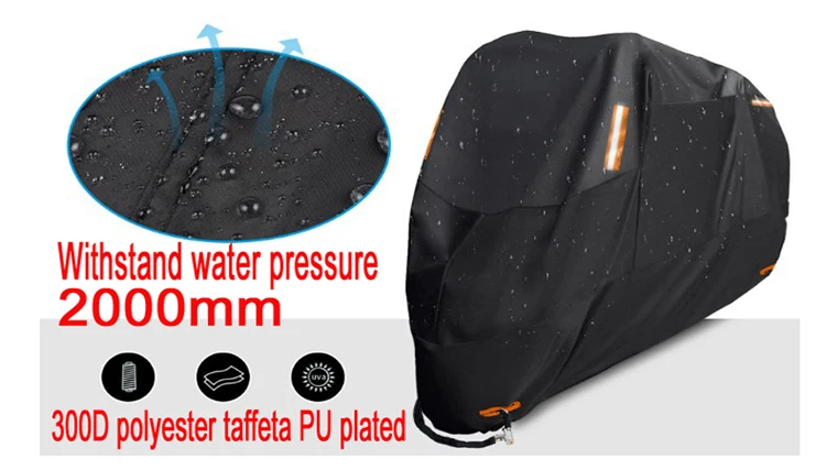 Thick 300D Motorcycle Covers Black Design Waterproof Motors Dust Rain Snow UV Protector Cover Indoor Outdoor M L XL XXL 3XL 4XL