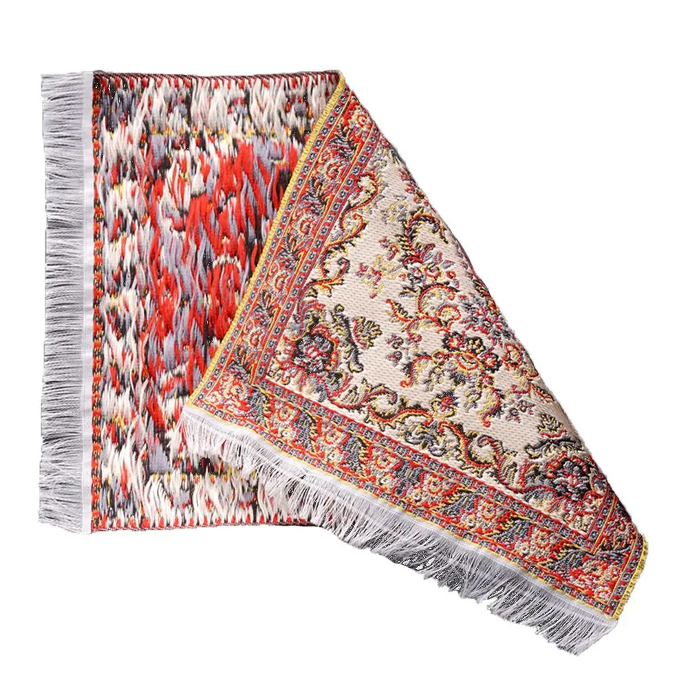 1:12 Scale Dollhouse Carpet Playing House Decor Floor Coverings Floral Pattern Mat Doll Accessories Miniature Weaving Rug