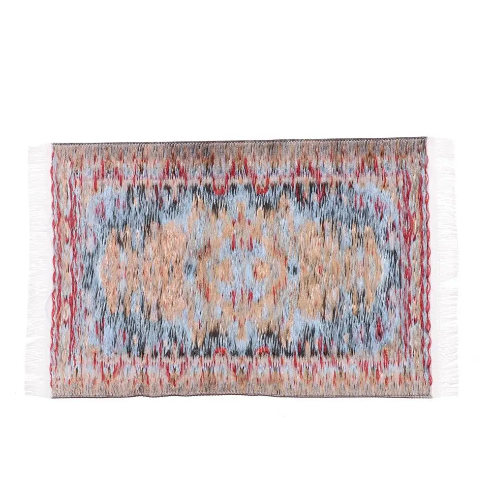 1:12 Scale Dollhouse Carpet Playing House Decor Floor Coverings Floral Pattern Mat Doll Accessories Miniature Weaving Rug