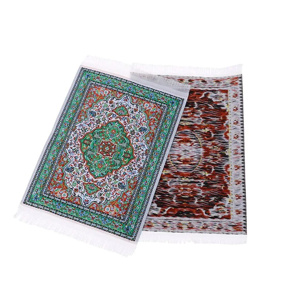 1:12 Scale Dollhouse Carpet Playing House Decor Floor Coverings Floral Pattern Mat Doll Accessories Miniature Weaving Rug