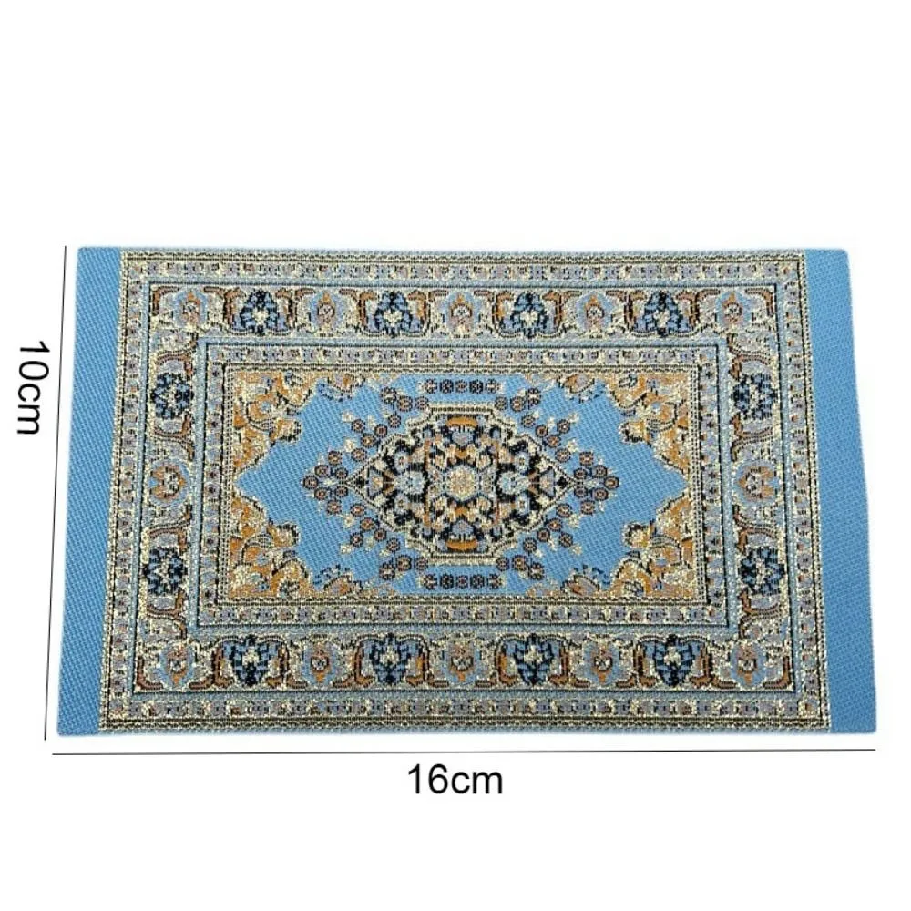 1:12 Scale Dollhouse Carpet Playing House Decor Floor Coverings Floral Pattern Mat Doll Accessories Miniature Weaving Rug