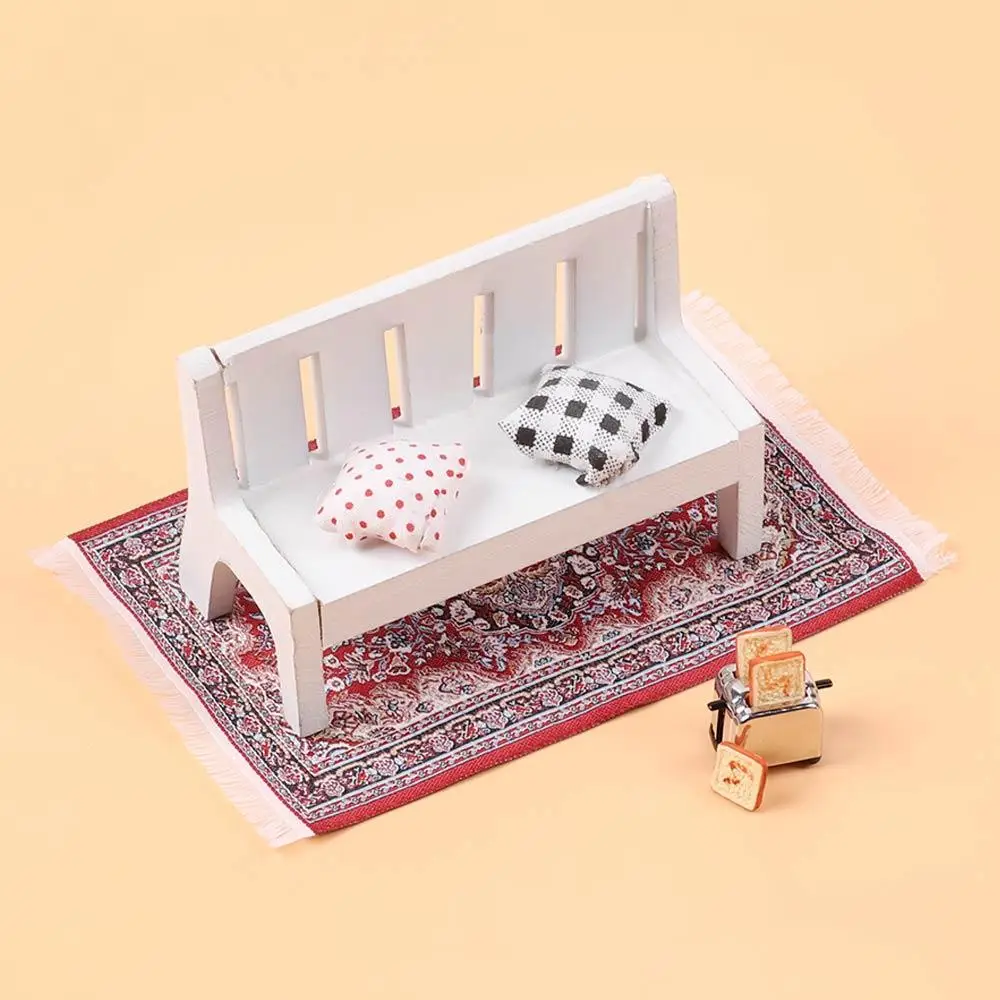 1:12 Scale Dollhouse Carpet Playing House Decor Floor Coverings Floral Pattern Mat Doll Accessories Miniature Weaving Rug