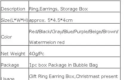High Quality Square Wedding Velvet Earrings Ring Box Amazing Engagement Party Earring Jewelry Display Gift Case